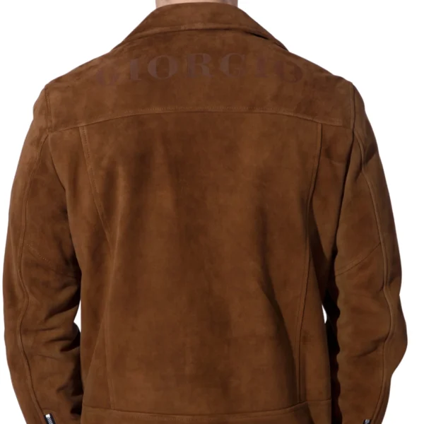 Men's Brown Suede Leather Jacket Biker Motorcycle Rider - Image 2