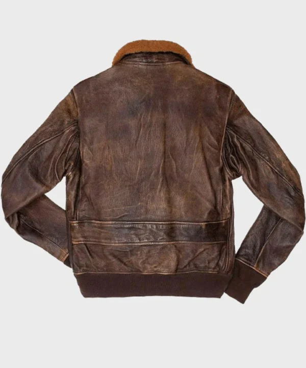 Mens Distressed Brown Flight Bomber Jacket - Image 2