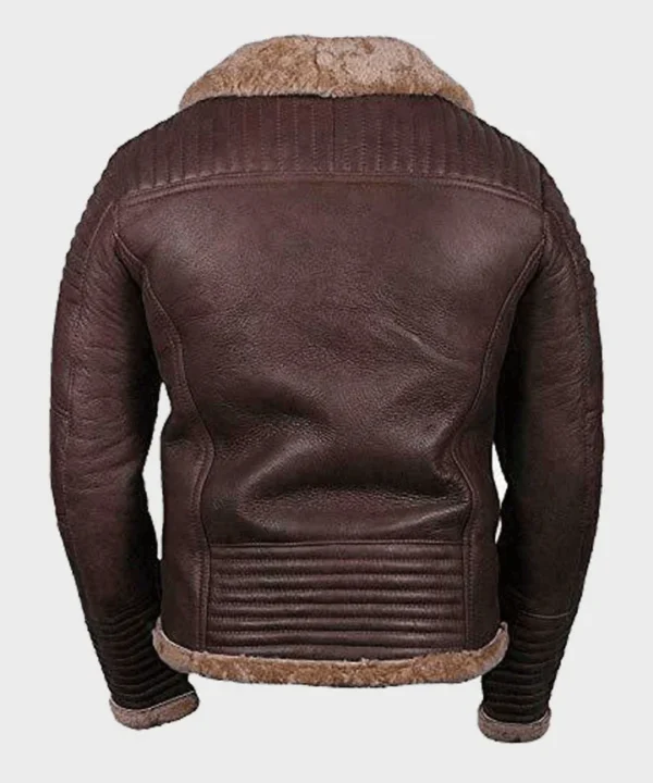 Mens Sheepskin Shearling Brown Jacket - Image 2