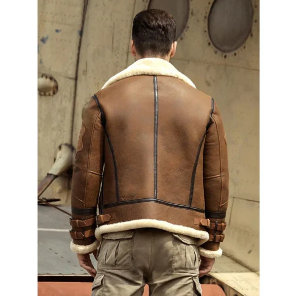 New Mens B3 Airforce Sheepskin Shearling Leather Jacket - Image 2