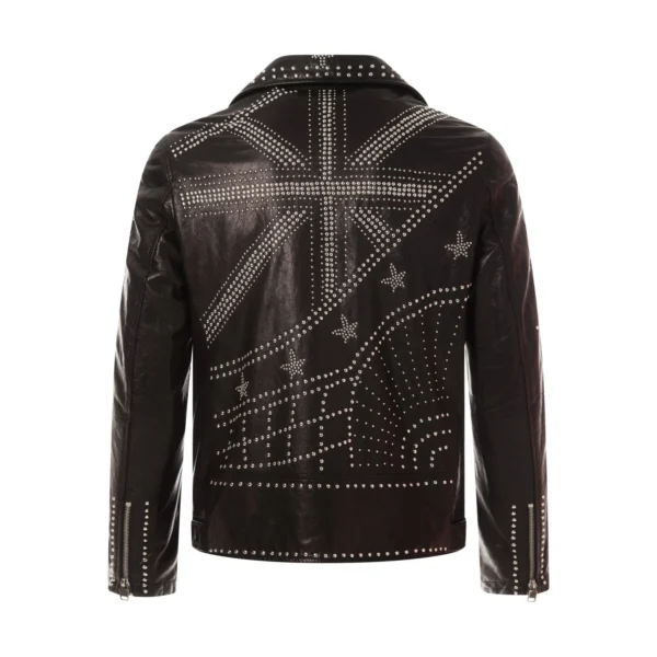 Rfx Leather Black Rockstud Belted Genuine Leather Moto Jacket - Image 3