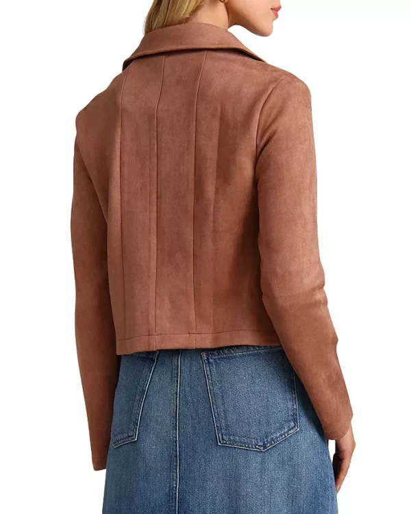 Faux Suede Zip Front Cropped Jacket - Image 2