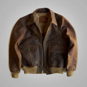 Mens Brown RAF Aviator Cowhide Leather Biker Jacket