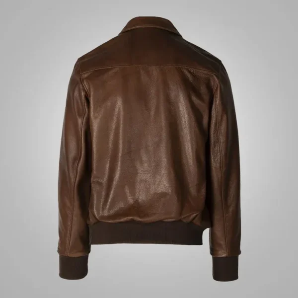 BROWN MEN LAMBSKIN  A-2 FLIGHT LEATHER JACKET - Image 4