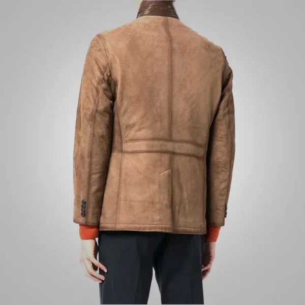 Buy Best price Trendy Fashion Mens Brown Suede Leather Blazer - Image 3