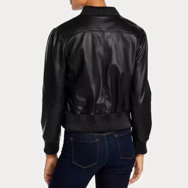 Buy Best Fashion Women’s Faux Black Bomber Leather Jacket - Image 3