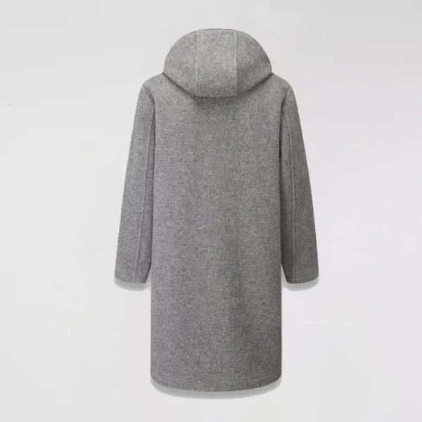 Men's Grey Long Fleece Peacoat - Image 2