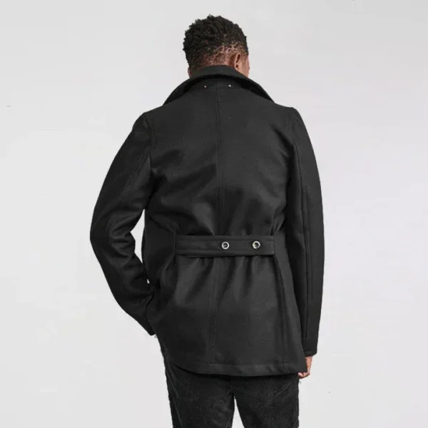 Men's Black Wool Peacoat - Image 2