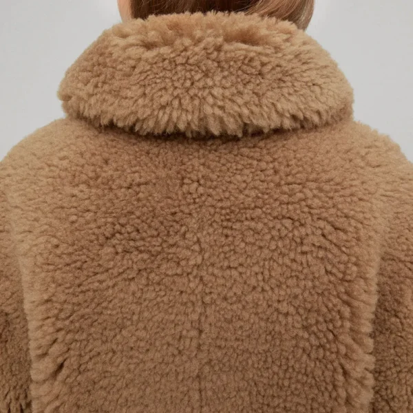 Womens Brown Fur Shearling Leather Jacket - Image 2