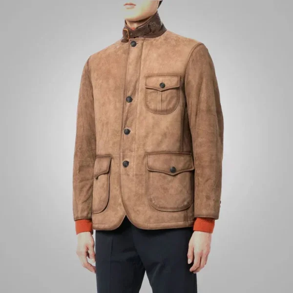 Buy Best price Trendy Fashion Mens Brown Suede Leather Blazer - Image 2