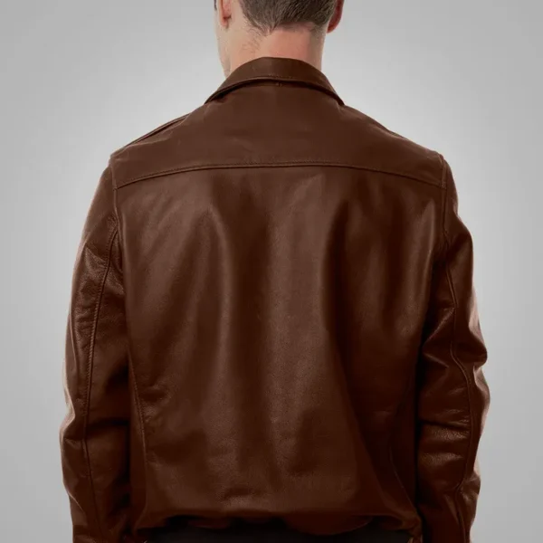 BROWN MEN LAMBSKIN  A-2 FLIGHT LEATHER JACKET - Image 3
