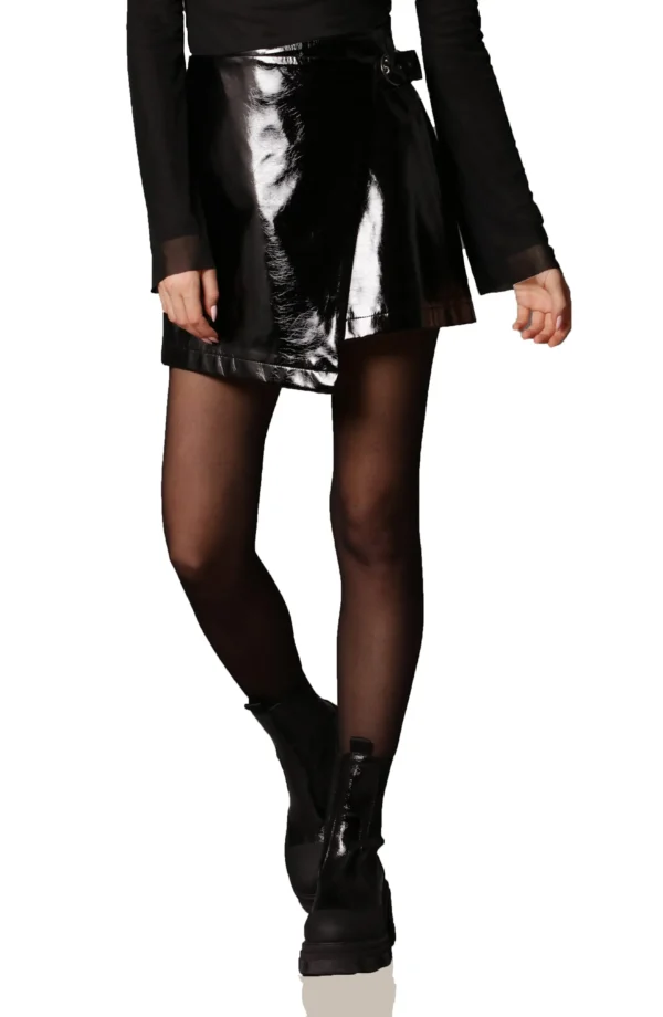 Buy Best Classic Looking Fashion Wrap Front Faux Leather Miniskirt