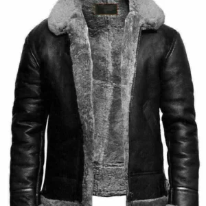 Men B3 Bomber Flying RAF Aviator Real Fur Collar Leather Jacket
