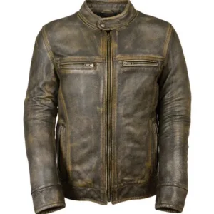Men's Brown Distressed Motorbike Riding Biker Jacket