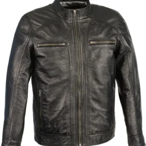 Men's BikerStyle CafeRacer Sheepskin Moto Leather Jacket
