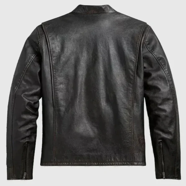 Black Harley Davidson Sleeve Stripe Leather Jacket - Image 2
