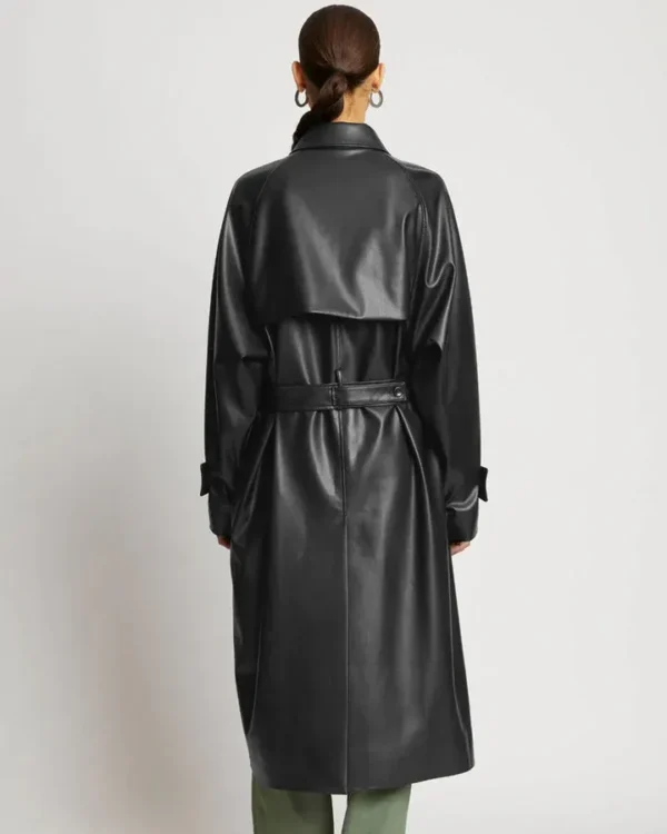 Buy Best Stylish Black Sheepskin Duster Leather Trench Coat - Image 2