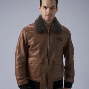 Brown G-1 Navy Leather Flight Jacket with Removable Fur Collar