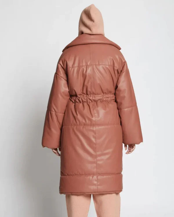 Buy Best Classic Looking Fashion Faux Leather Puffer Trench Coat - Image 2