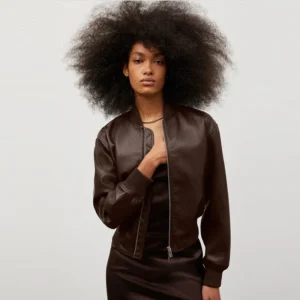Brown Women's B3 Sheepskin Shearling Aviator Motorbike Leather Jacket
