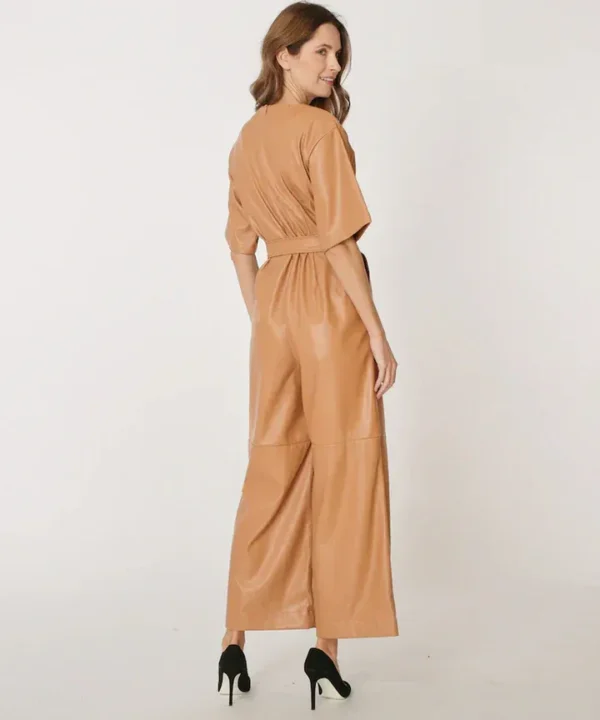 New Women's Brown Leather Jumpsuit - Image 2