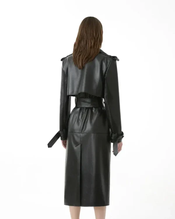 Buy Best Looking Fashion Sheepskin Leather Fitted Women Trench Coat - Image 2