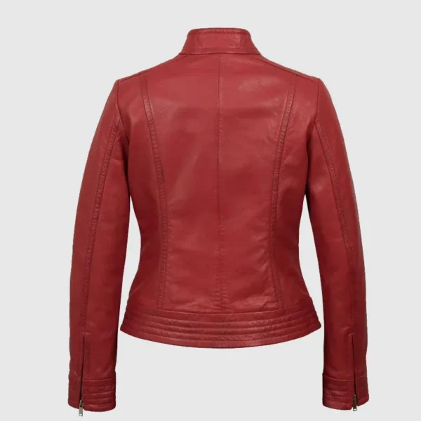 High Quality Womens Red Leather Jacket For Sale - Image 2