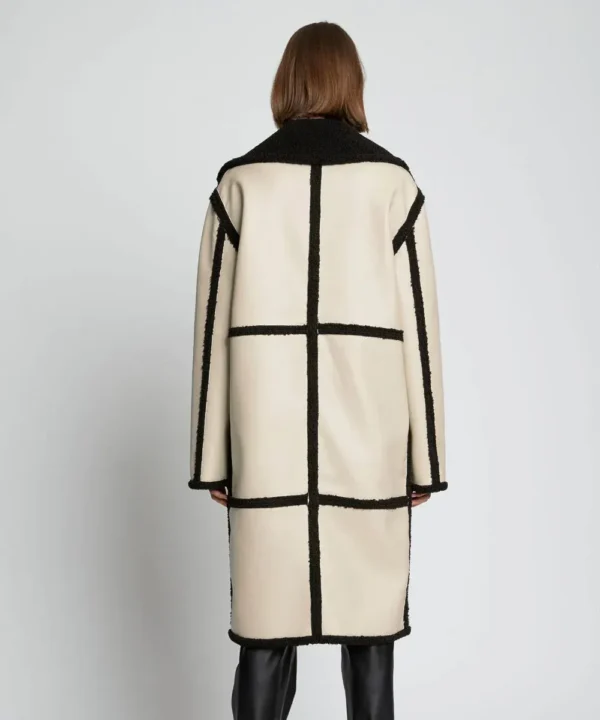 Women's Aviator Shearling Leather Trench Long Coat - Image 2