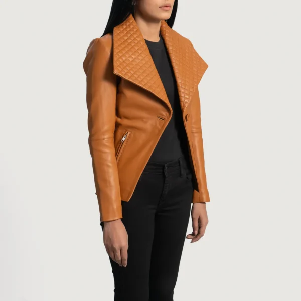Lee Tan Brown Leather Blazer - Image 5