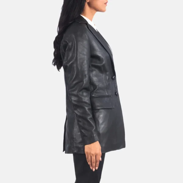 Marilyn Black Leather Blazer - Image 6