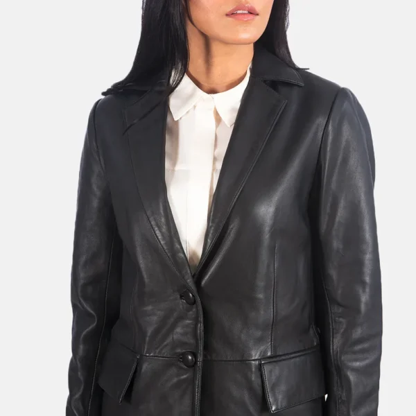 Marilyn Black Leather Blazer - Image 2