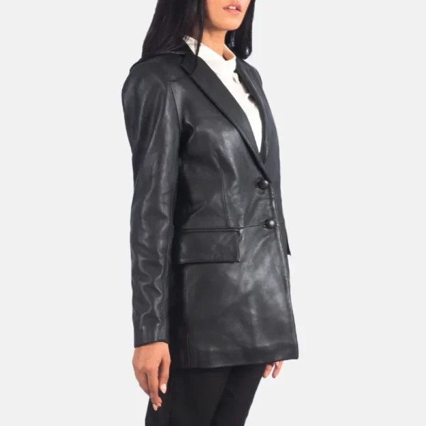 Marilyn Black Leather Blazer - Image 5