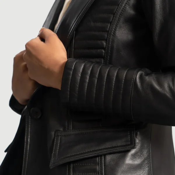 Selina Black Leather Blazer - Image 3
