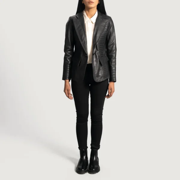Selina Black Leather Blazer - Image 6