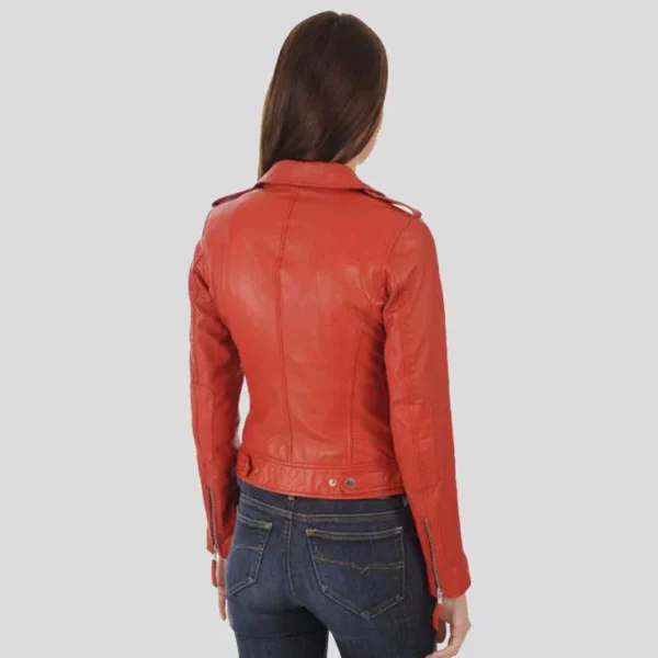 Buy Best Fashion Callie Red Biker Leather Jacket - Image 2