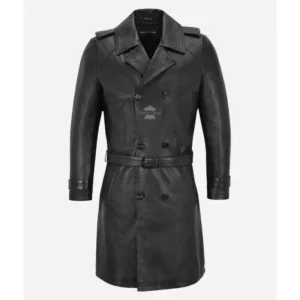 Peyton Leather Trench Coat Classic Knee
