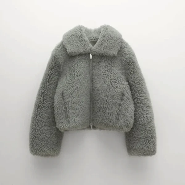 Buy Buy Best Classic Looking New Grey Womens Winter Shearling Short Fox Fur Jacket