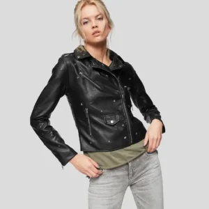 Buy Best Fashion Isla Black Studded Leather Jacket