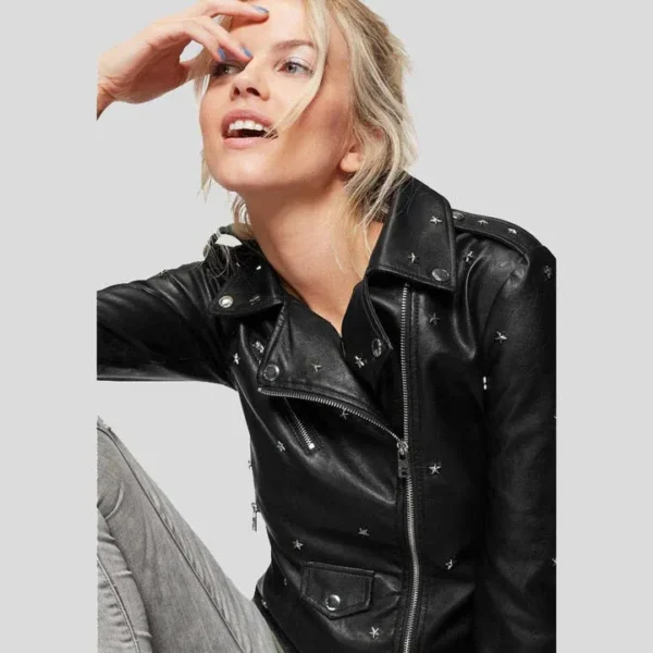 Buy Best Fashion Isla Black Studded Leather Jacket - Image 3