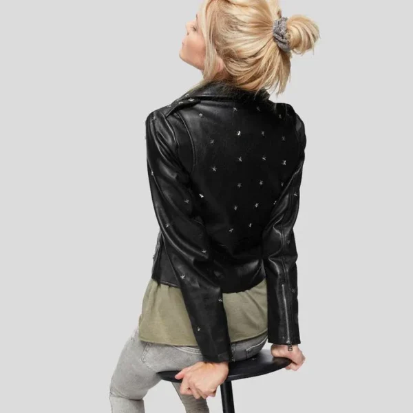 Buy Best Fashion Isla Black Studded Leather Jacket - Image 5